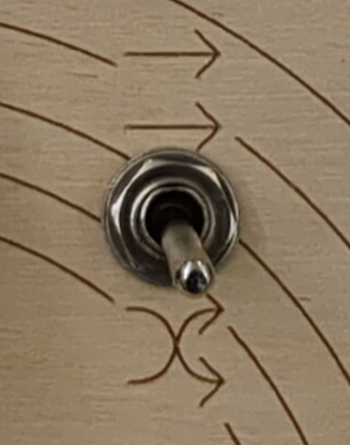 Up close image of the delay section's spacing control knob.