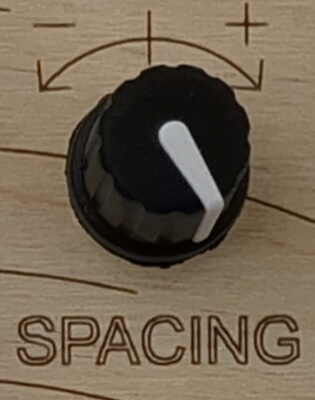 Up close image of the delay section's spacing control knob.