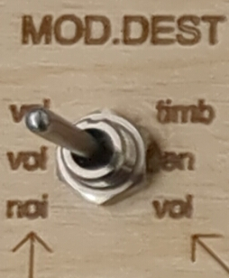 Up close image of the modulation destination switch.